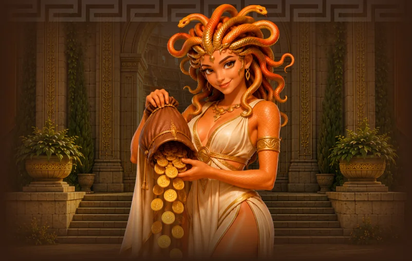 Medusa con un sacchetto di monete d’oro